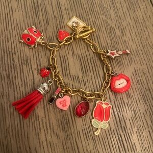 Charming Gold Bracelet with Red Charms
